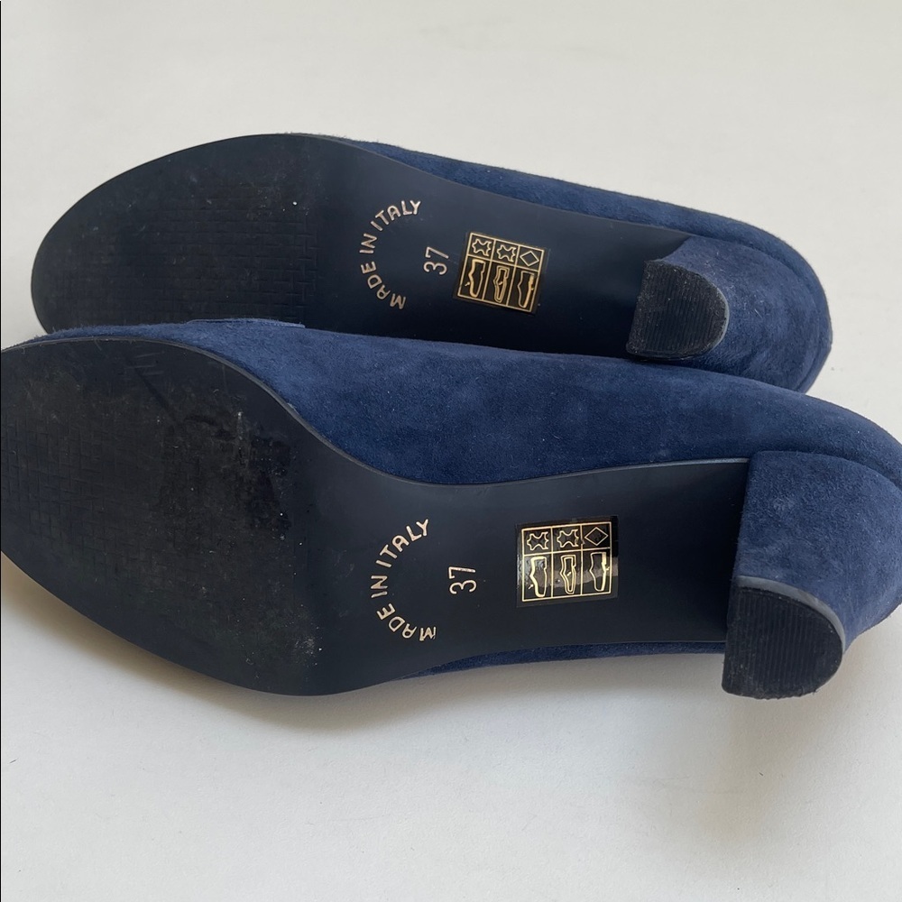 🔥 ZODICAO Elegant Navy Blue leather Women's Heels Size 37 MADE IN FRANCE - Picture 2 of 8